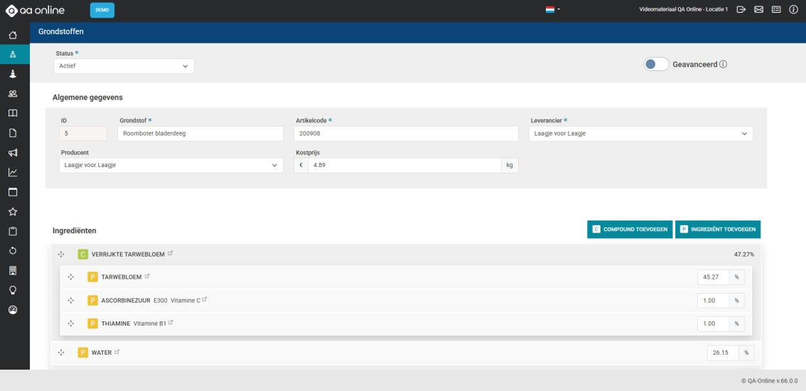 Screenshot Relaties en Grondstoffen